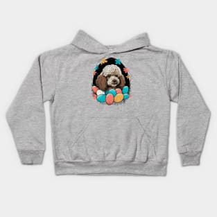 Poodle Spring Floral Easter Egg Retro Splatter Painting Dog Lover Doodle Art Kids Hoodie